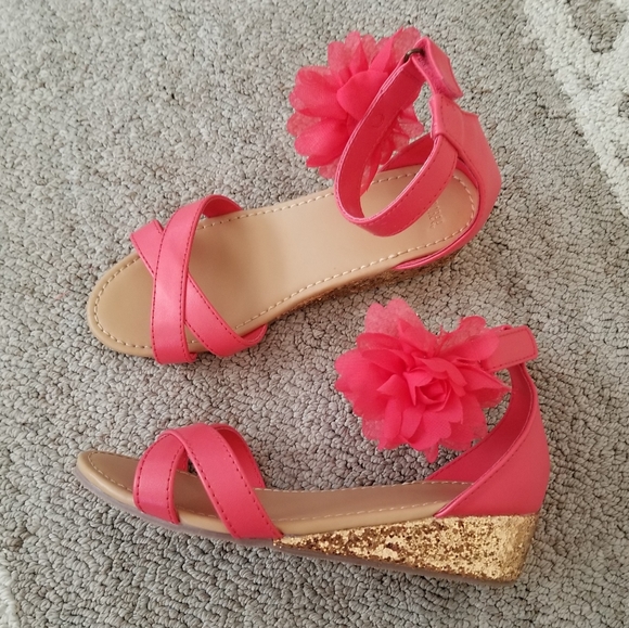 Gymboree Flower Glitter Wedge Sandals Size 1 - Picture 5 of 8